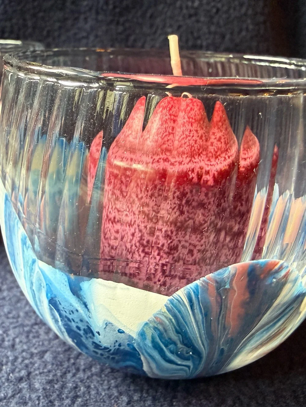 Hand dipped textured, ribbed glass candle holder votive glasses